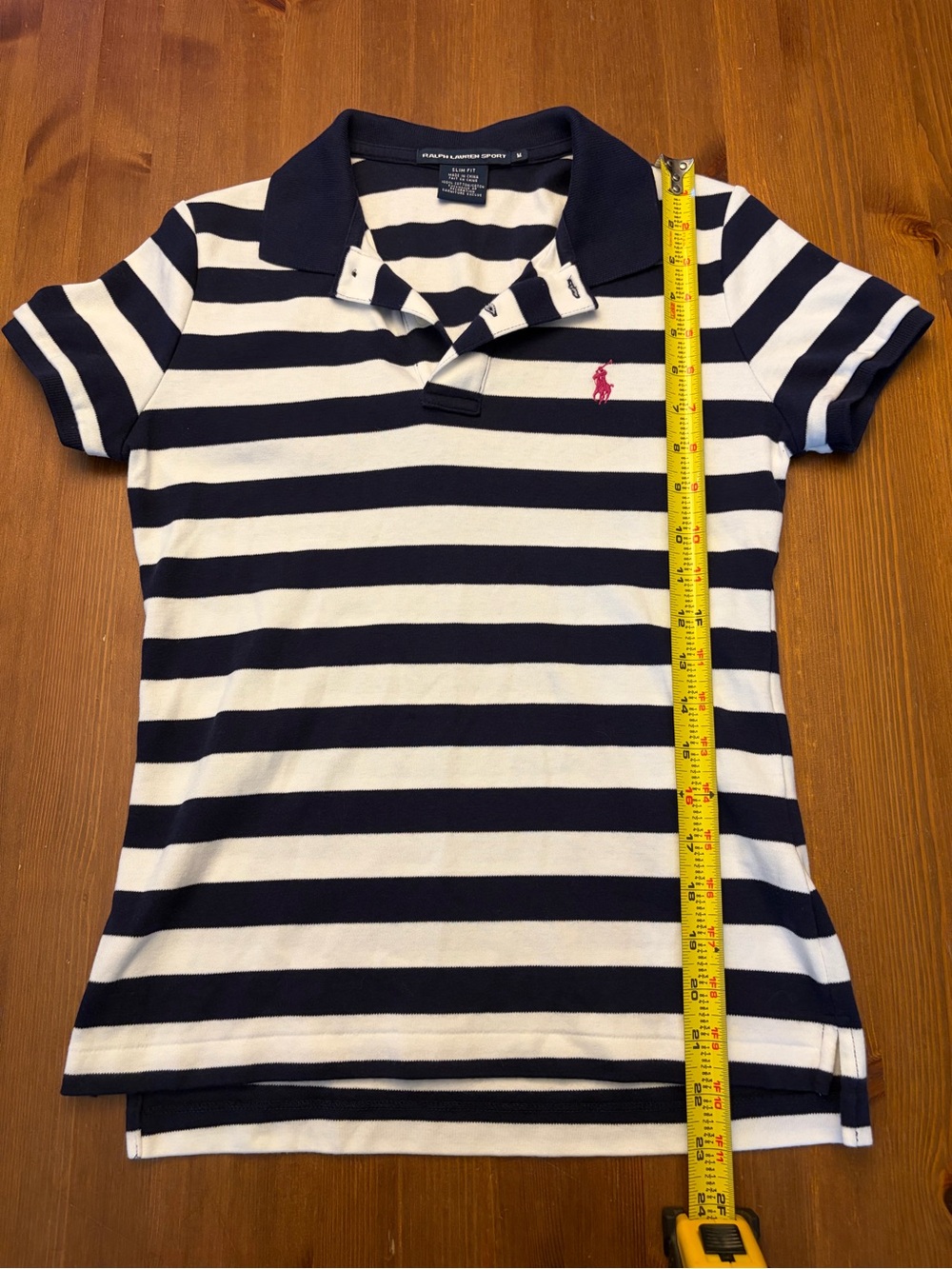 Ralph Lauren Women’s Navy & White Striped Polo Shirt size M - Picture 2 of 5